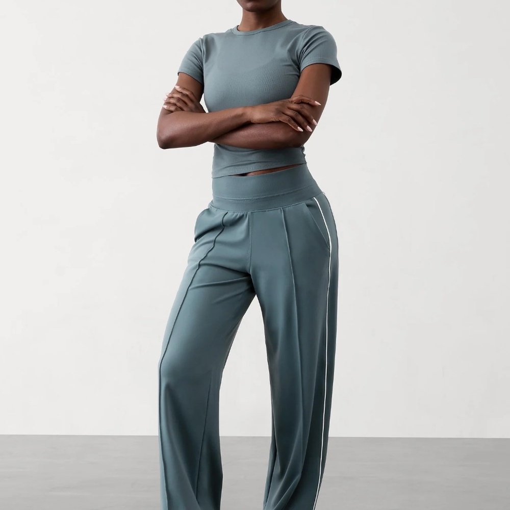 Athleta Venice High Rise Track Stripe Wide Leg Pant